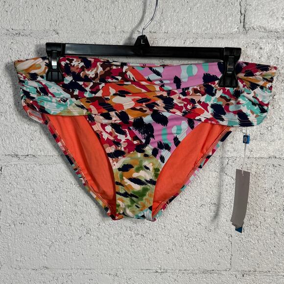 Bleu by Rod Beattie Women's Animal Sarong-Waist Swim Bottom multi 10 MSRP $59 - Picture 1 of 10